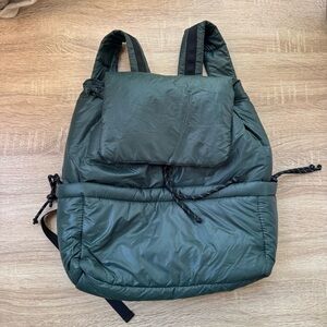 New Anthropologie Nylon Puffer Backpack Bag Green Black